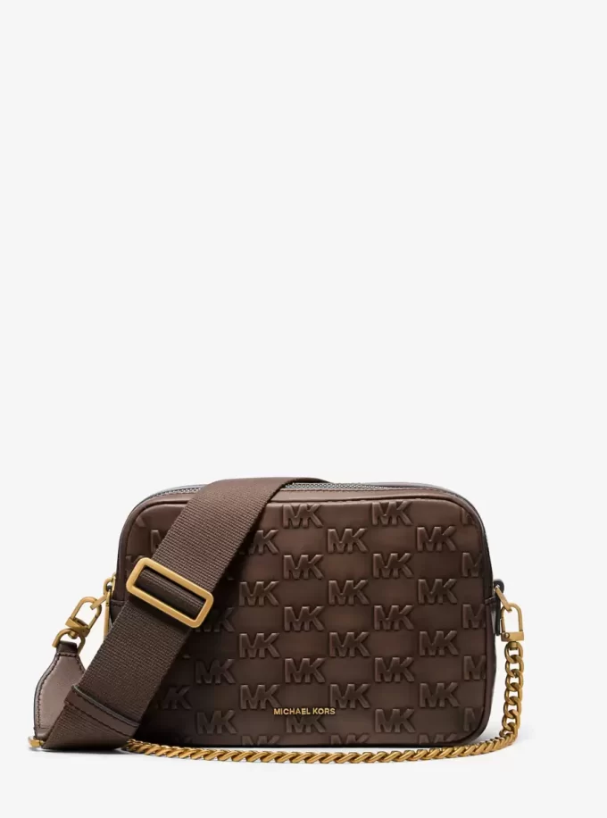 Středně velká crossbody kabelka Bryant s reliéfním logem a leštěnou koženou podšívkou Středně velká crossbody kabelka Bryant s reliéfním logem a leštěnou koženou podšívkou