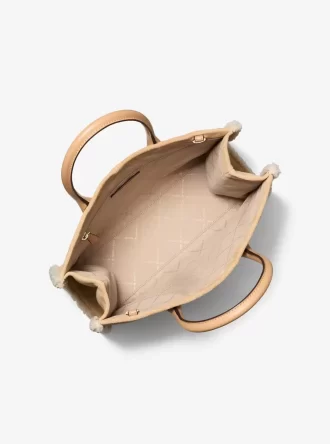 Středně velká kabelka Mirella ze semiše a imitace ovčí kůže