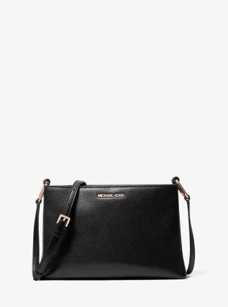 Středně velká kožená crossbody kabelka Trisha Pebbled