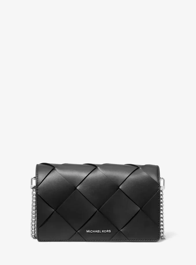 Středně velká tkaná kožená crossbody kabelka Jet Set Středně velká tkaná kožená crossbody kabelka Jet Set