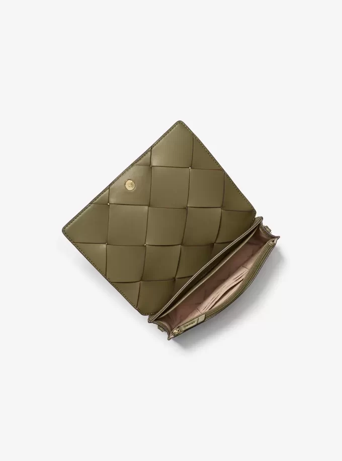 Středně velká tkaná kožená crossbody kabelka Jet Set Středně velká tkaná kožená crossbody kabelka Jet Set