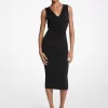Stretch matný Jersey Ruched Midi šaty Stretch matný Jersey Ruched Midi šaty