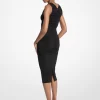 Stretch matný Jersey Ruched Midi šaty Stretch matný Jersey Ruched Midi šaty