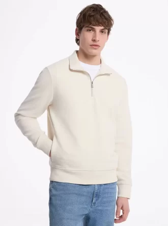 Svetr s polovičními zipy z bavlněné směsi