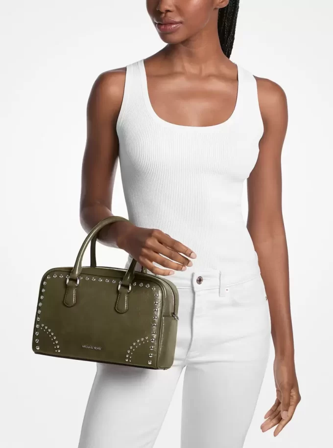 Thompson Medium Distressed Studded Satchel