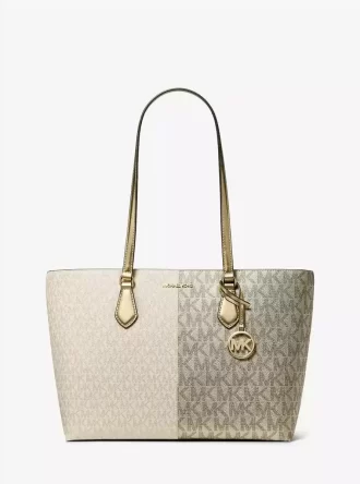 Velká metalická dvoubarevná taška Sheila Signature Logo Tote