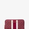 Velká metalická peněženka s logem Jet Set Signature Stripe Velká metalická peněženka s logem Jet Set Signature Stripe
