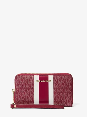Velká metalická peněženka s logem Jet Set Signature Stripe