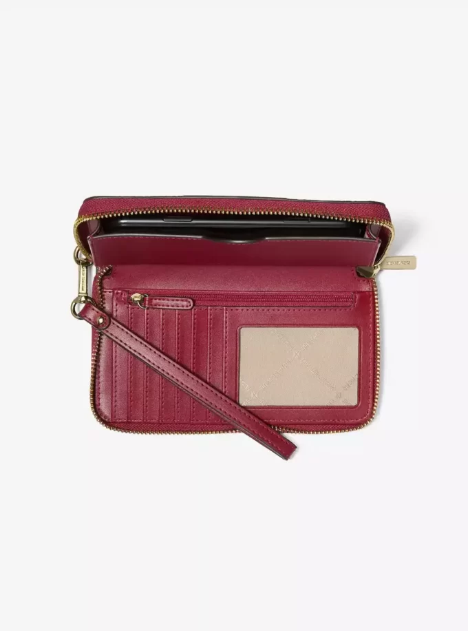 Velká metalická peněženka s logem Jet Set Signature Stripe Velká metalická peněženka s logem Jet Set Signature Stripe