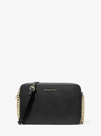 Velká safínová kožená crossbody kabelka Jet Set