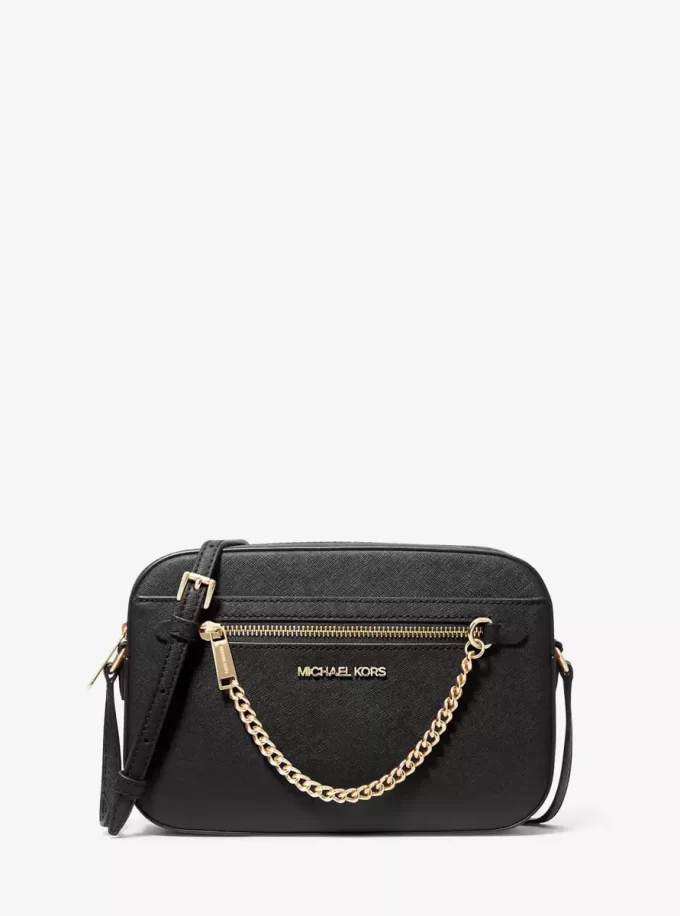 Velká safínová kožená crossbody kabelka Jet Set Velká safínová kožená crossbody kabelka Jet Set