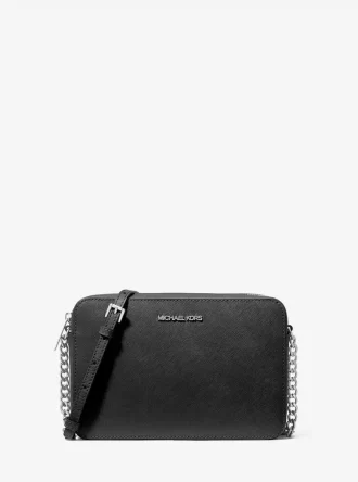 Velká safínová kožená crossbody kabelka Jet Set
