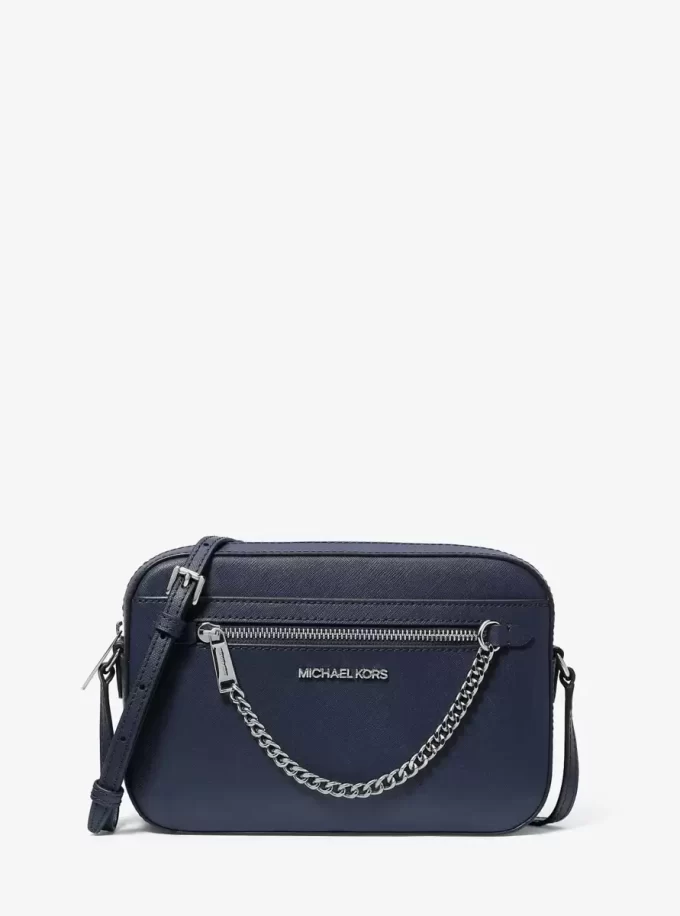 Velká safínová kožená crossbody kabelka Jet Set Velká safínová kožená crossbody kabelka Jet Set