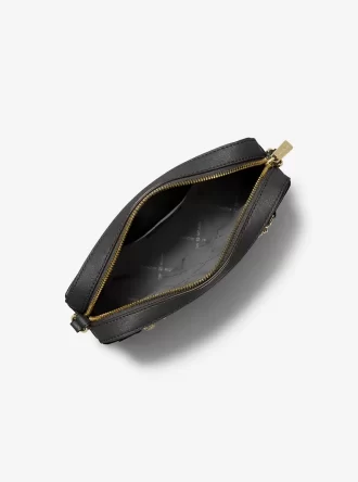 Velká safínová kožená crossbody kabelka Jet Set