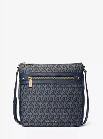 Velká tkaná crossbody kabelka s potiskem loga Jet Set