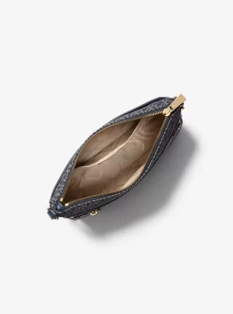 Velká tkaná crossbody kabelka s potiskem loga Jet Set