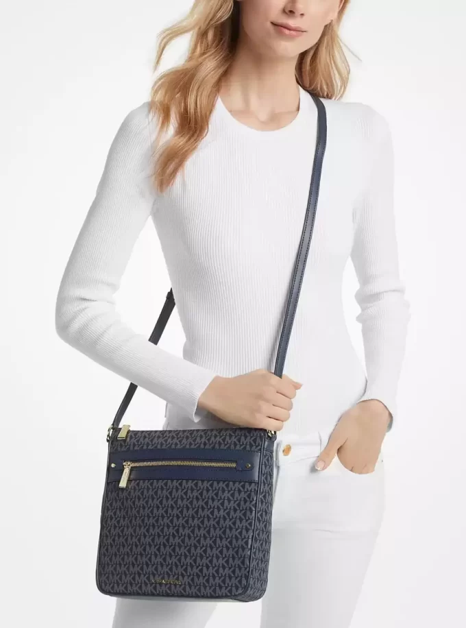 Velká tkaná crossbody kabelka s potiskem loga Jet Set Velká tkaná crossbody kabelka s potiskem loga Jet Set