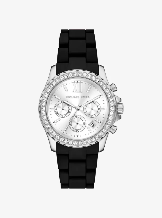 Velkoformátové hodinky Everest Pavé ve stříbrné barvě Velkoformátové hodinky Everest Pavé ve stříbrné barvě