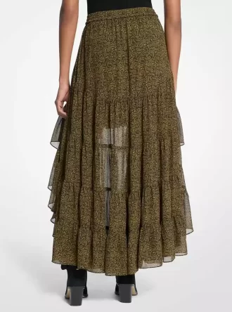Vrstvená sukně s paisley potiskem a žoržetovým vzorem
