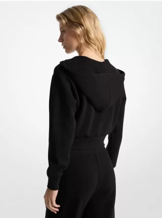 Zkrácená mikina na zip s logem a přívěskem Jacquard